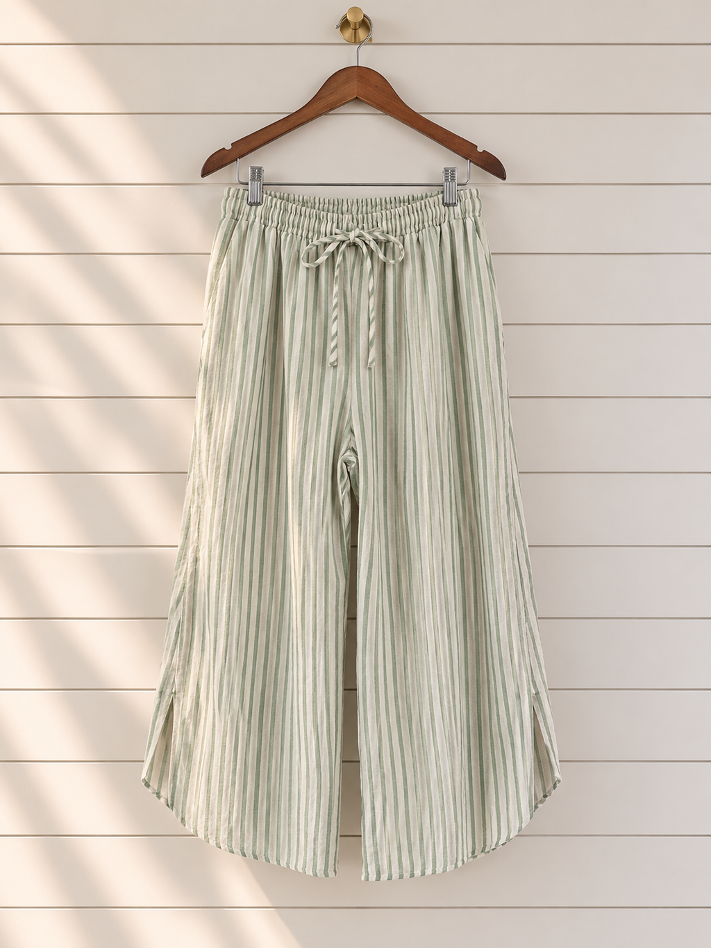 Green Stripe Wide Leg Pants | Love on the Hanger | Small