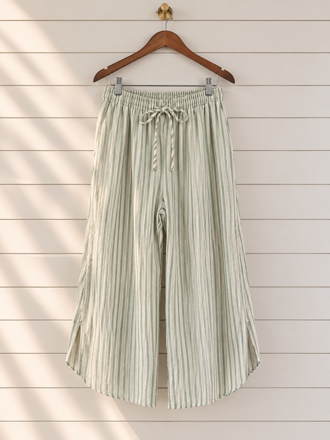 Green Stripe Wide Leg Pants | Love on the Hanger | Small