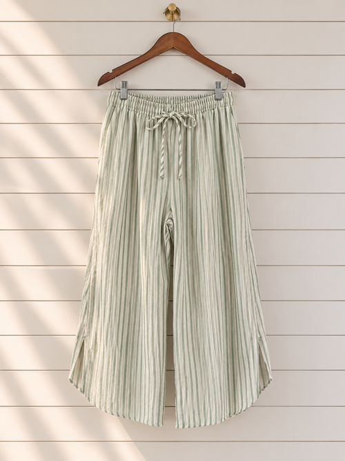 Green Stripe Wide Leg Pants | Love on the Hanger | Small